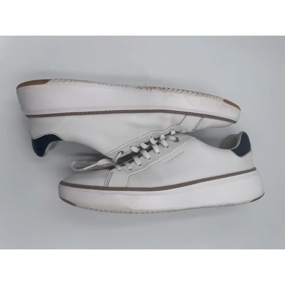 Cole Haan GrandPro Topspin Men’s 11M White Leather Sneakers Navy Casual Shoes